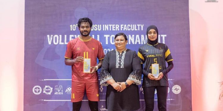 އެމް.އެން.ޔޫ.އެސް.ޔޫ އިންޓަރ ފެކަލްޓީ ވޮލީބޯޅަ މުބާރާތުގެ އެންމެ މޮޅު ކުޅުންތެރިޔަކަށް ޝަހާ އަދި އިޝާން